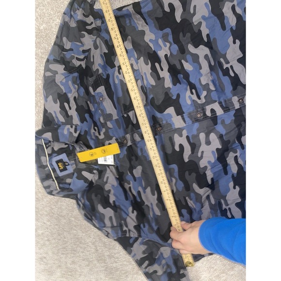 Lee Men's Dark Shadow Blue Gray Camo Cotton Button Down LS Shirt Big Tall 3XLT - Picture 6 of 9